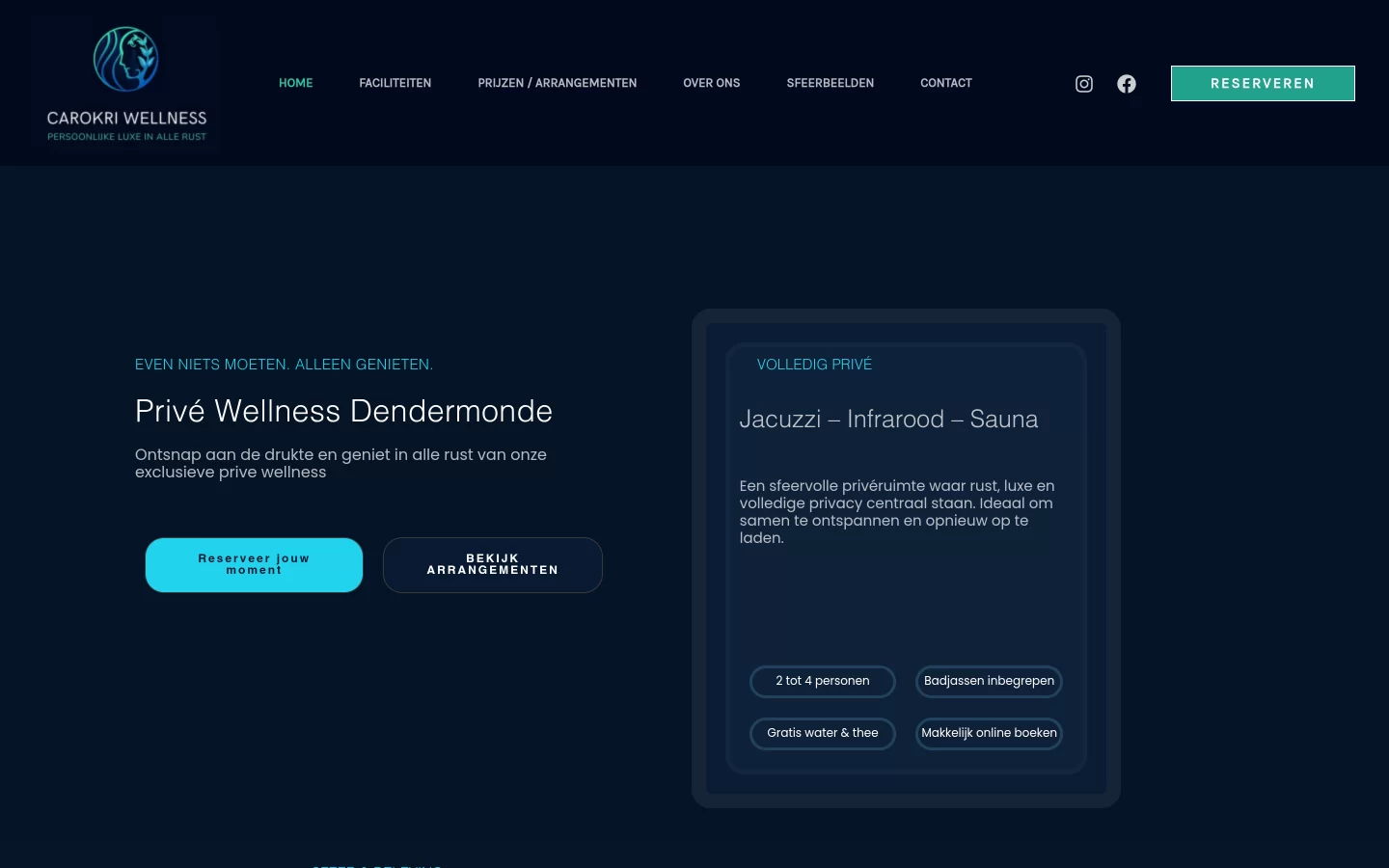 Website Carokri Wellness, privéwellness in Schoonaarde